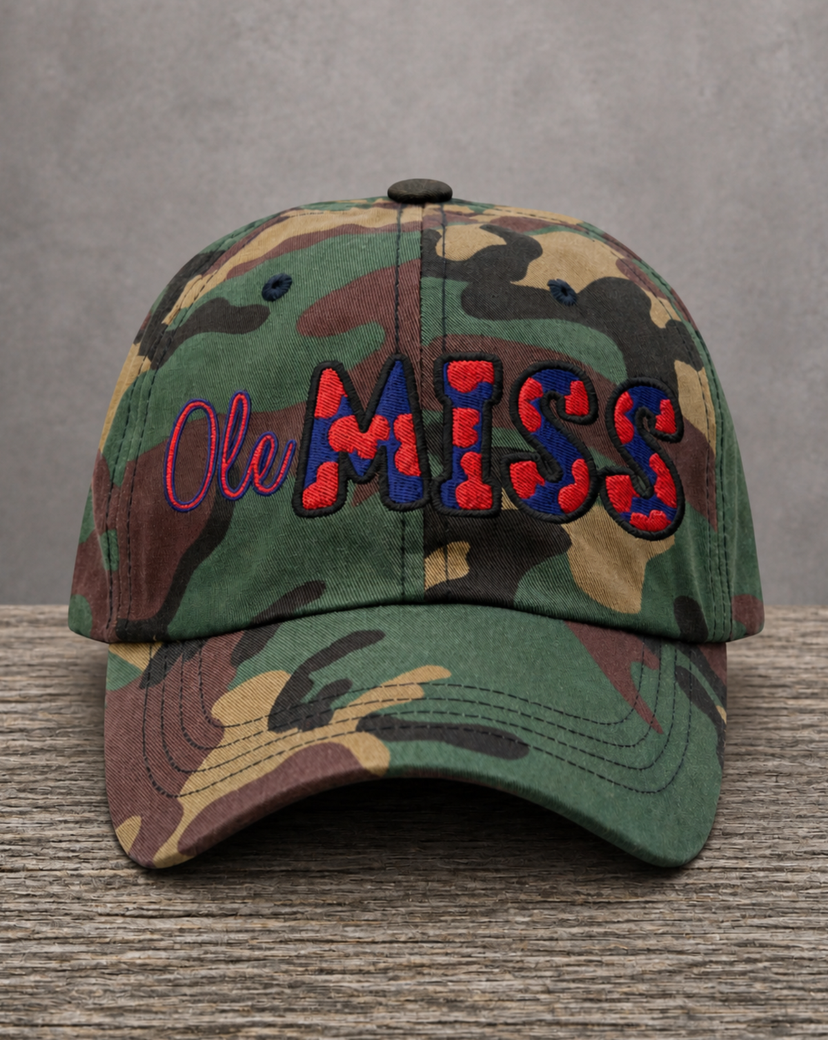 The City Collection Ole MISS Camo Patched Hat by Believe In New York