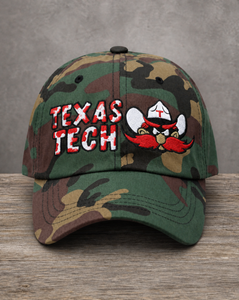 The City Collection Texas Tech Hand-Drawn Mascot Camo Patched Hat by Believe In New York
