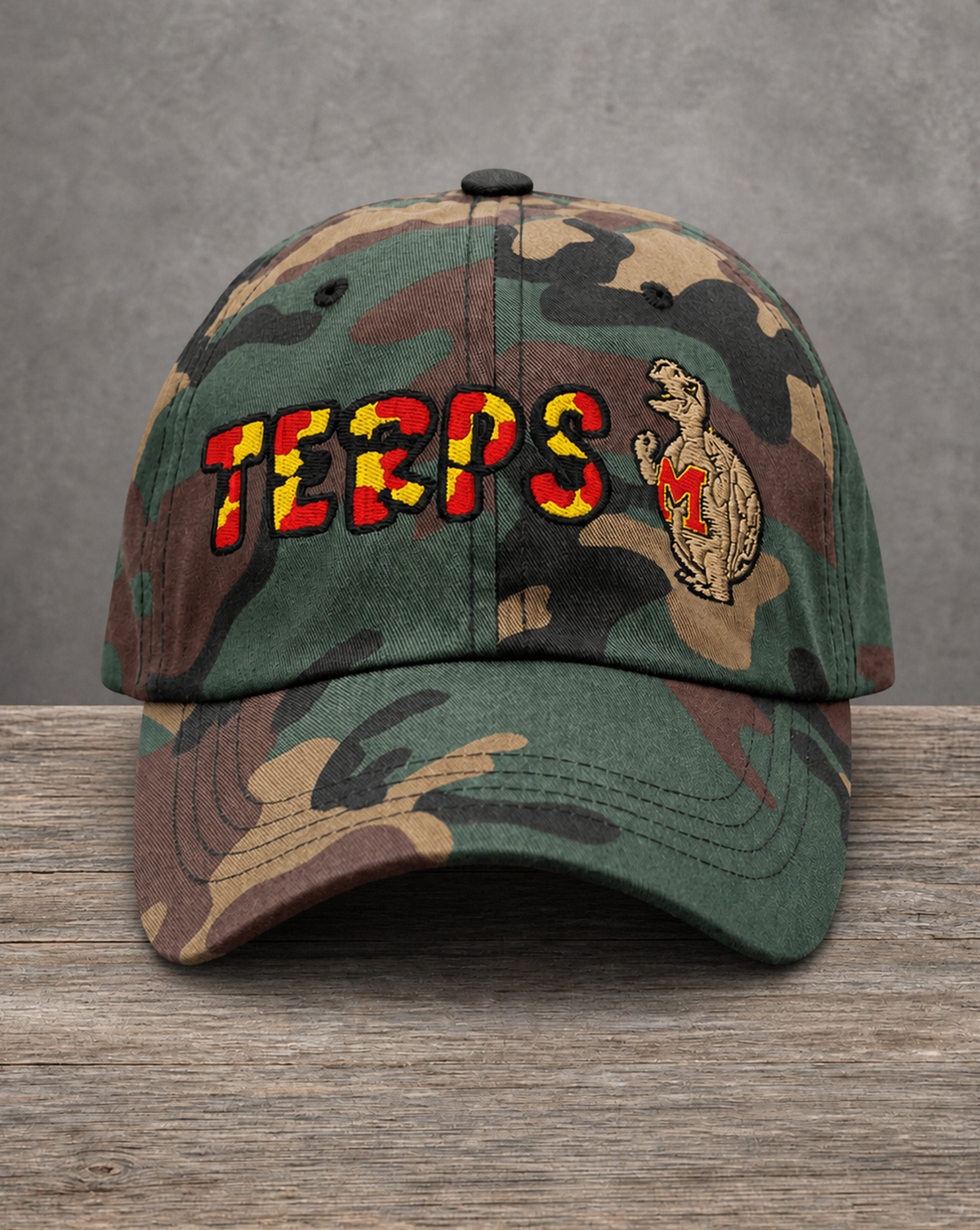 The City Collection Maryland Hand-Drawn Mascot Camo Patched Hat by Believe In New York