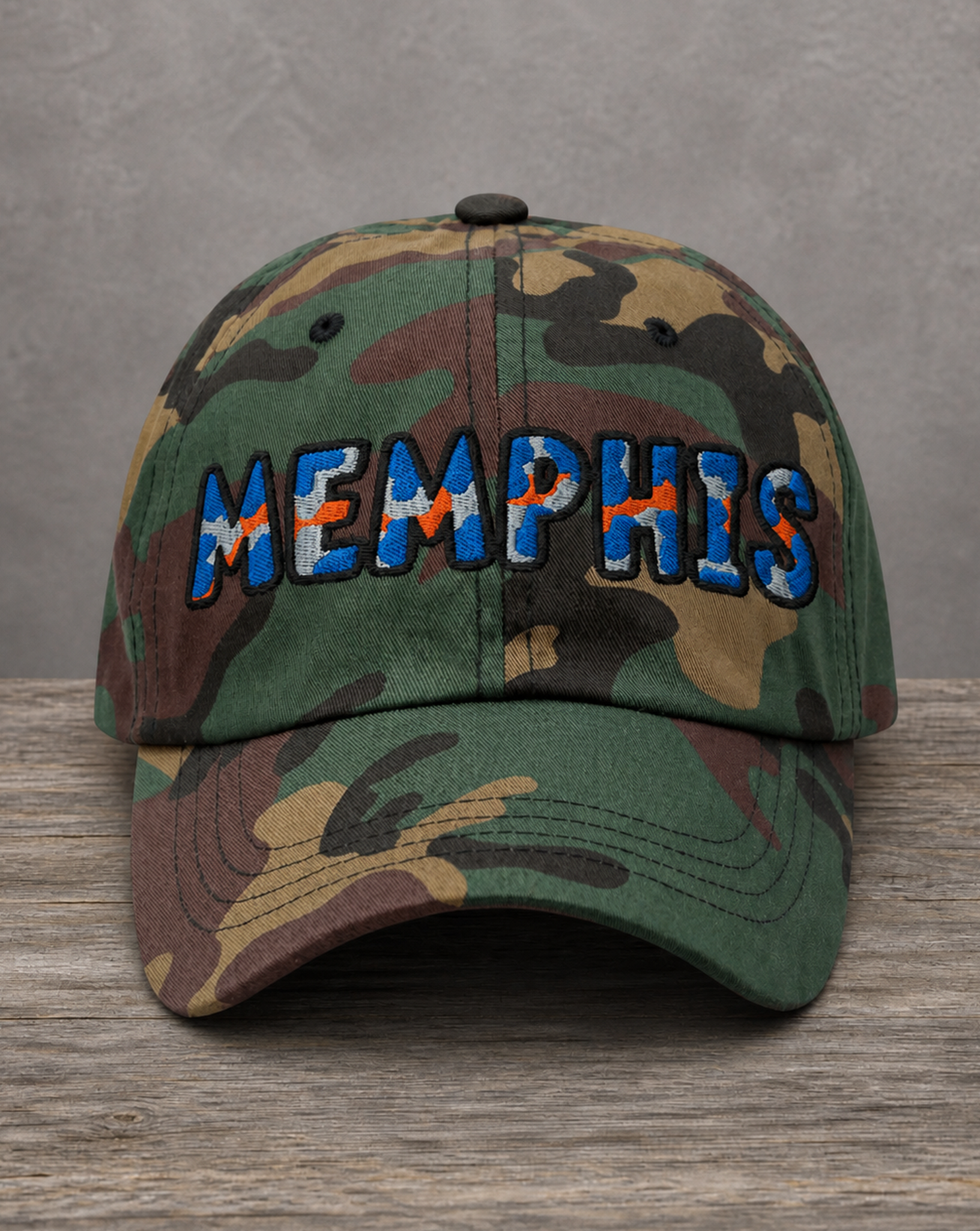 The City Collection Memphis University Camo Patched Hat by Believe In New York