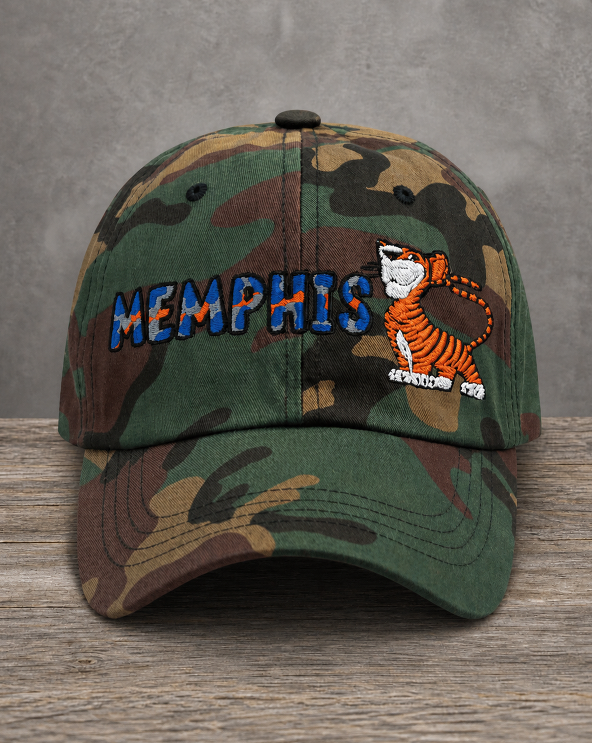 The City Collection Memphis Hand-Drawn Mascot Camo Patched Hat by Believe In New York