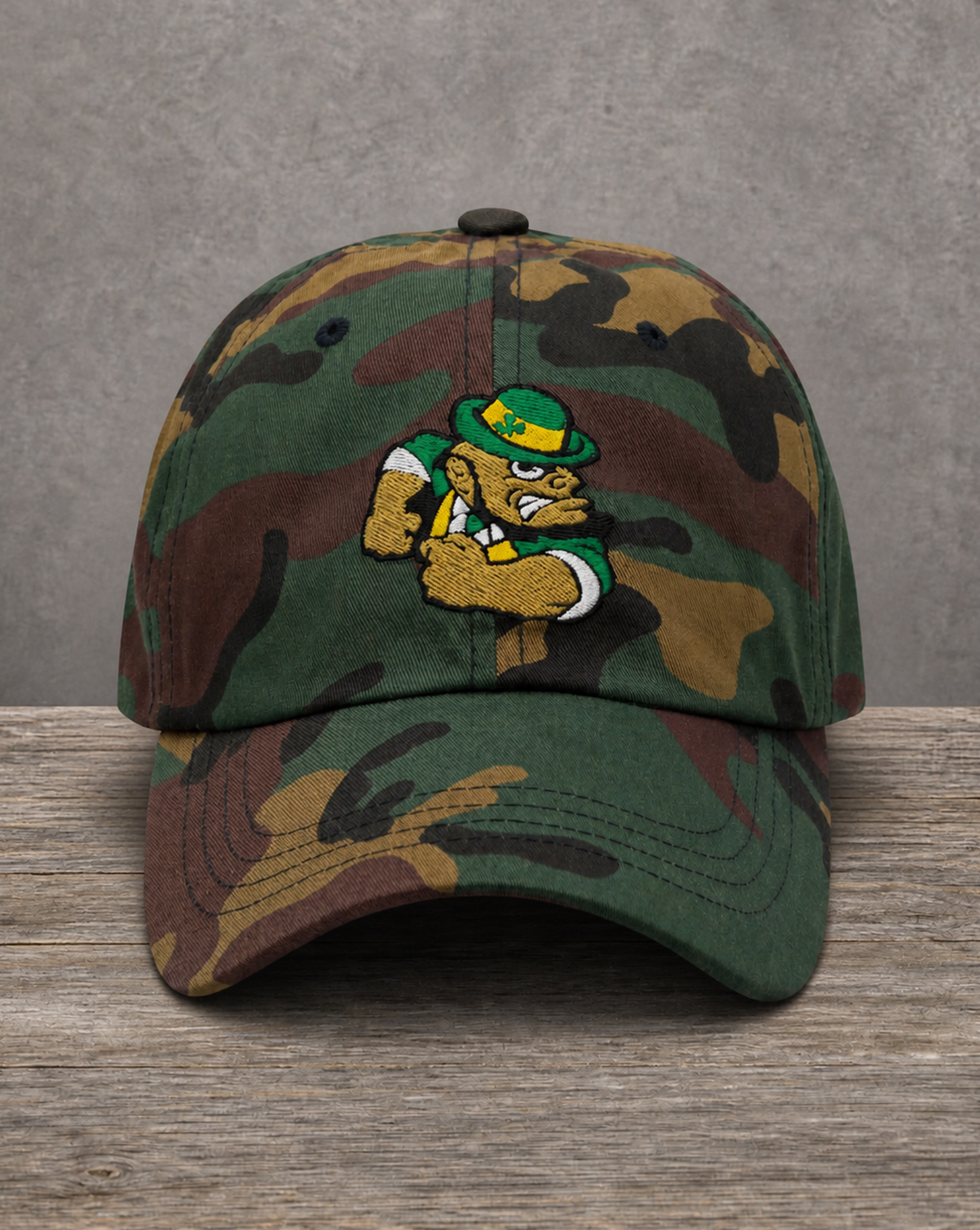 The City Collection ND Hand-Drawn Logo Camo Patched Hat by Believe In New York