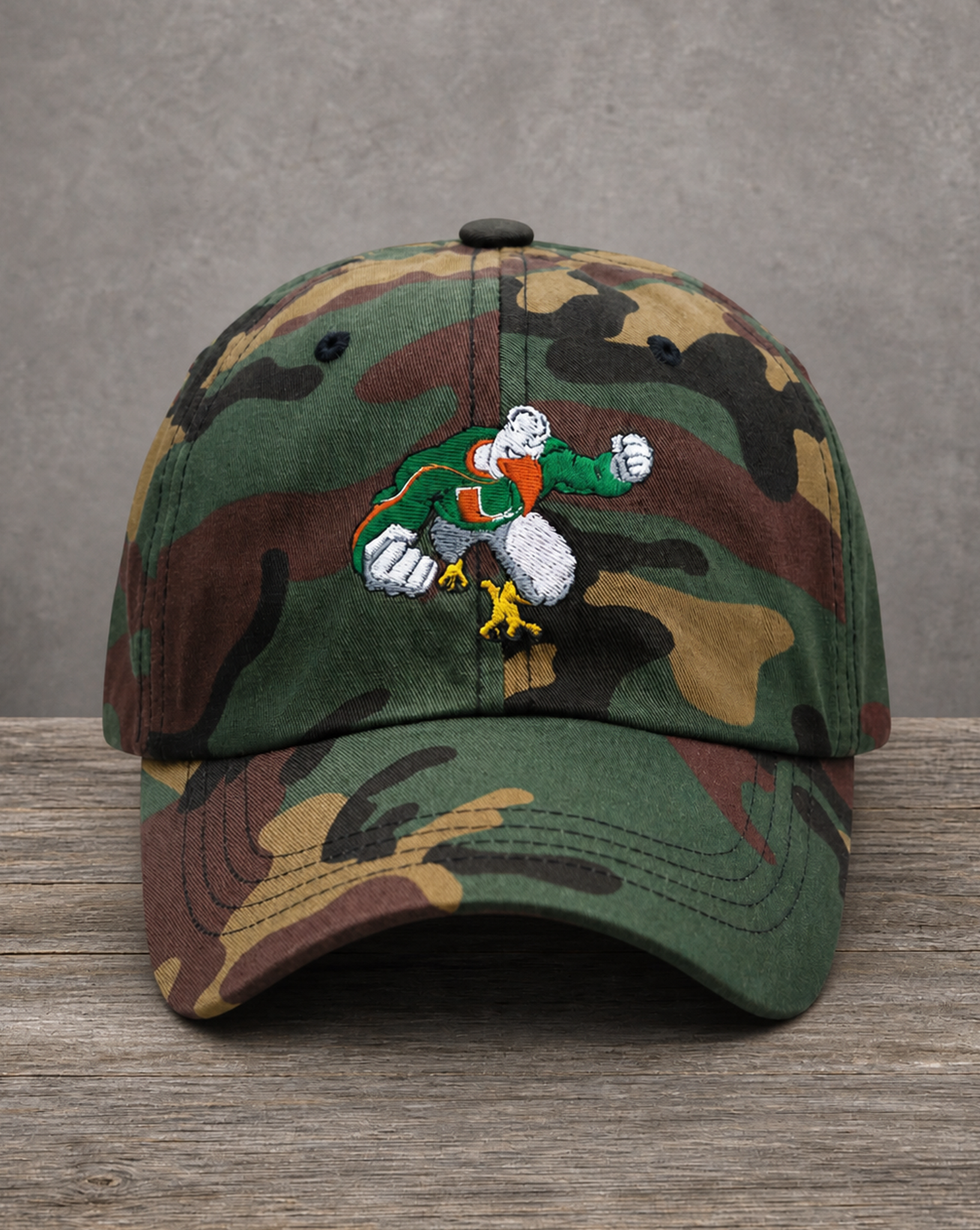 The City Collection MIA Hand-Drawn Logo Camo Patched Hat by Believe In New York