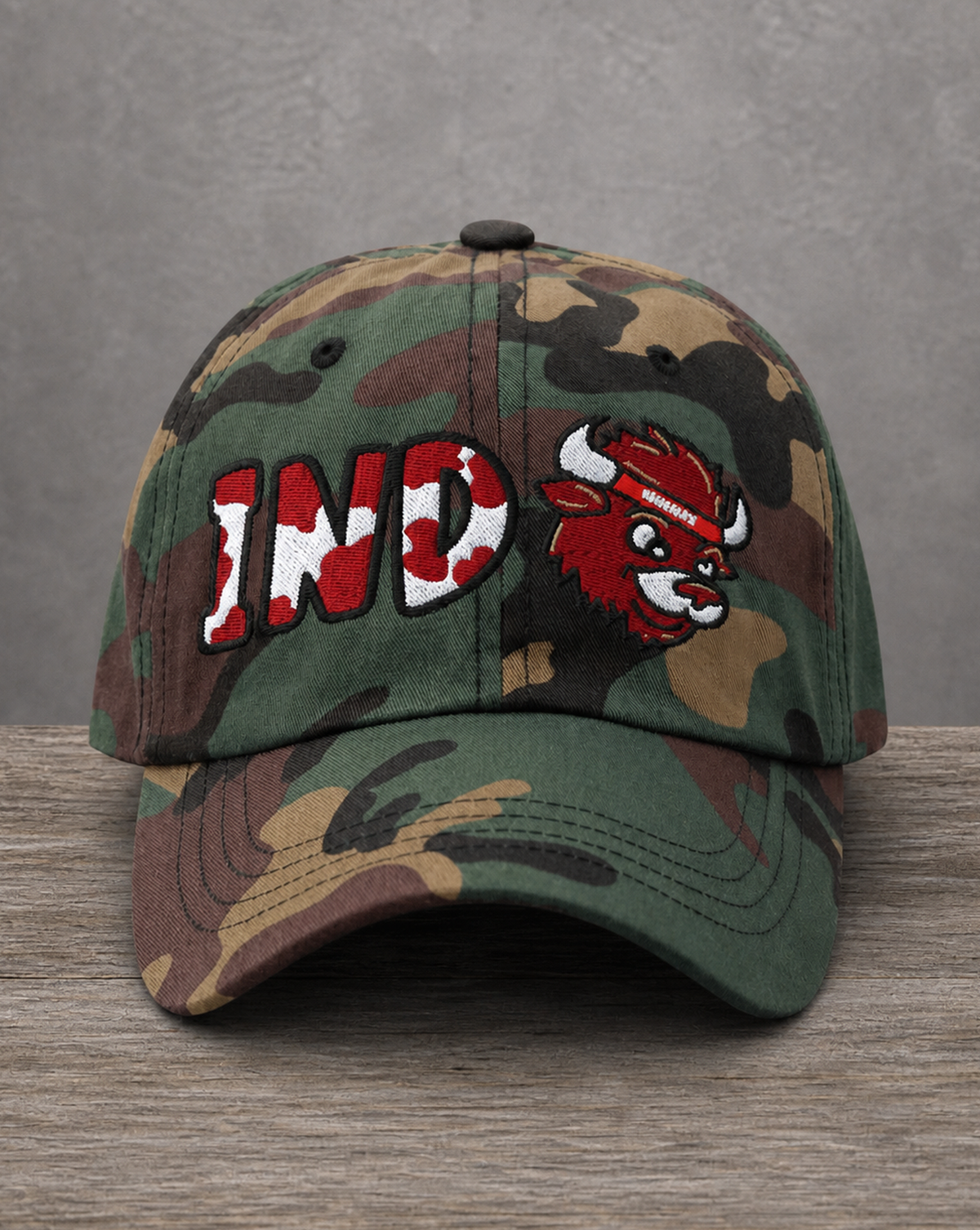 The City Collection IND Hand-Drawn Mascot Camo Patched Hat by Believe In New York