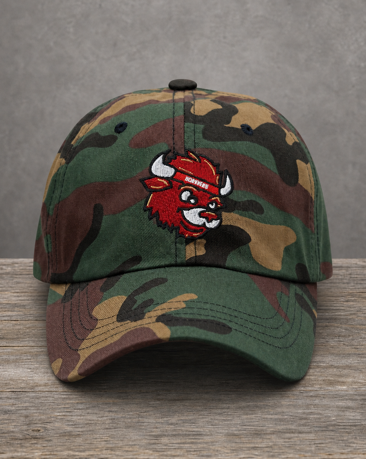 The City Collection IND Hand-Drawn Logo Camo Patched Hat by Believe In New York