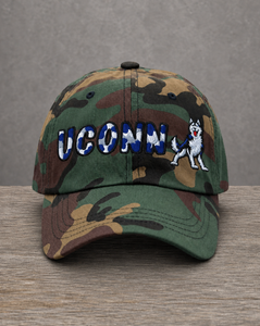 The City Collection UCONN Hand-Drawn Mascot Camo Patched Hat by Believe In New York