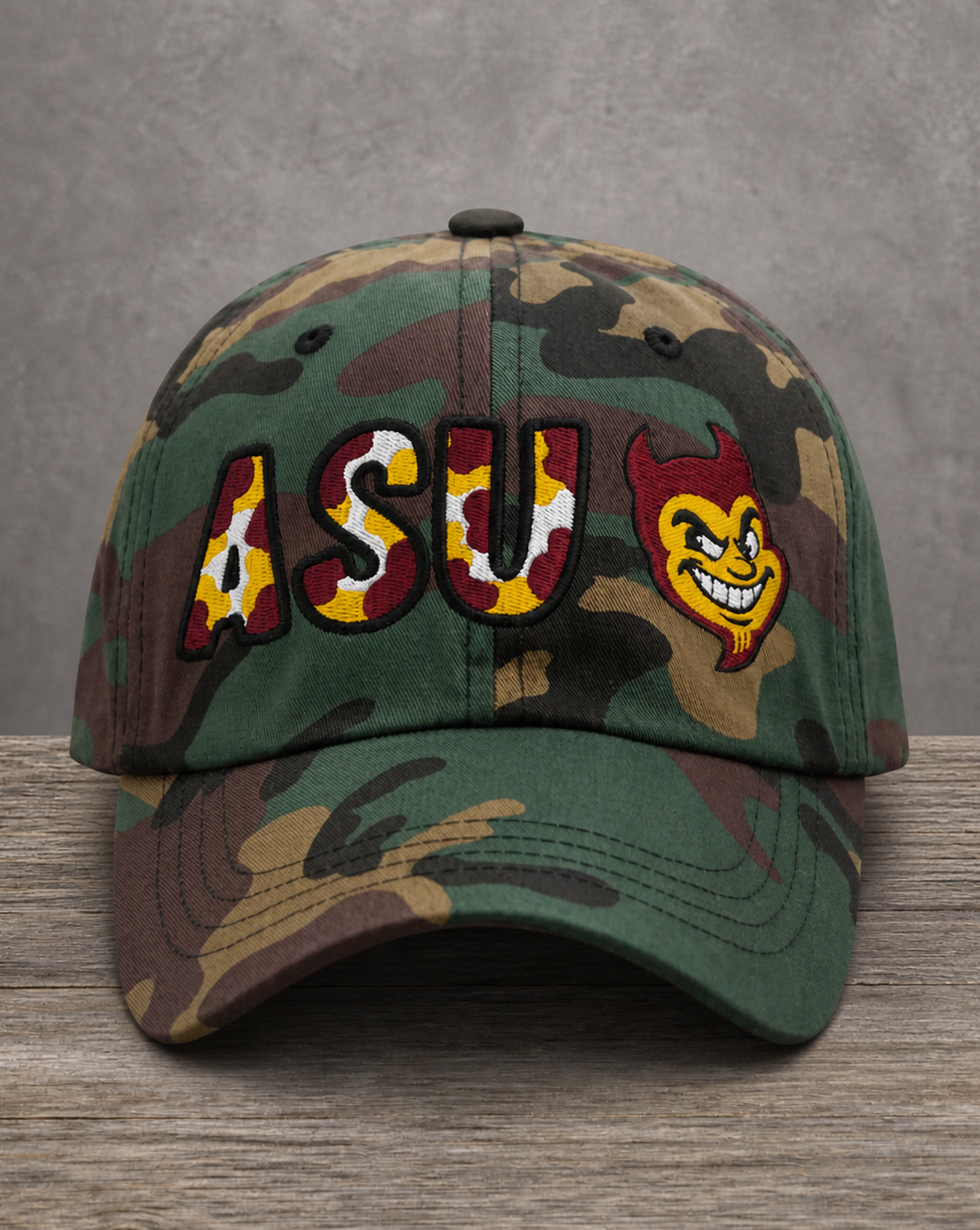 The City Collection ASU Hand-Drawn Mascot Camo Patched Hat by Believe In New York