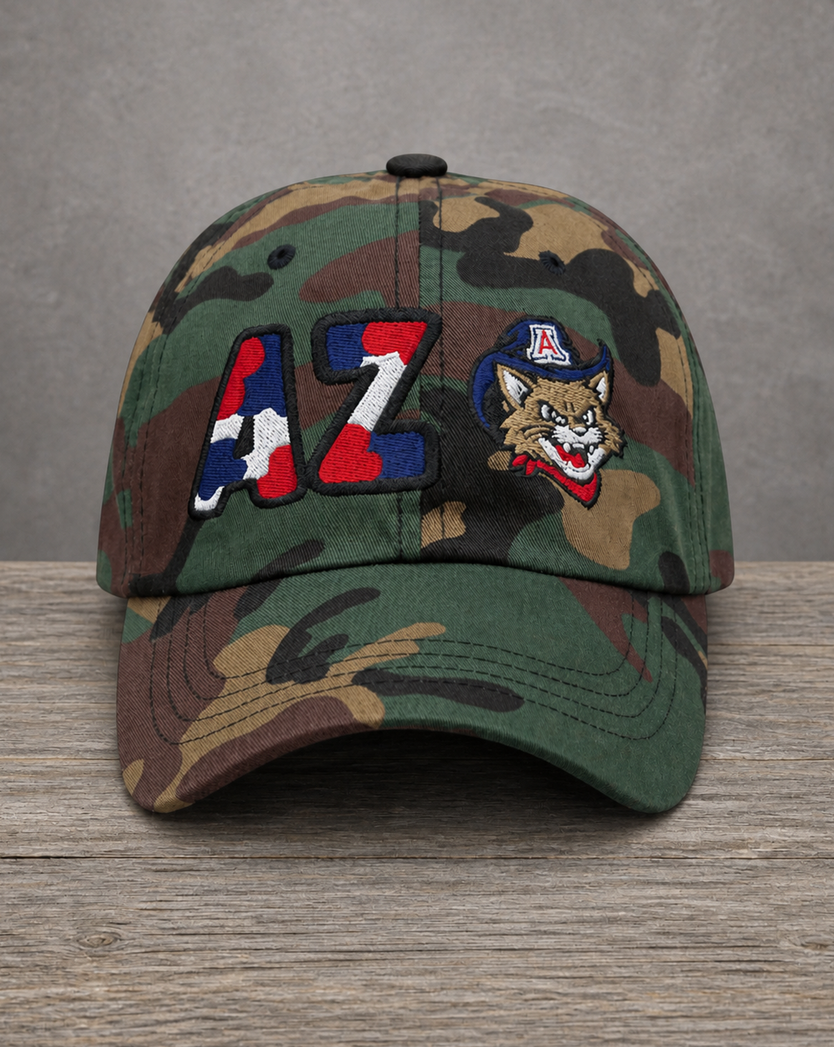 The City Collection Arizona Hand-Drawn Mascot Camo Patched Hat by Believe In New York