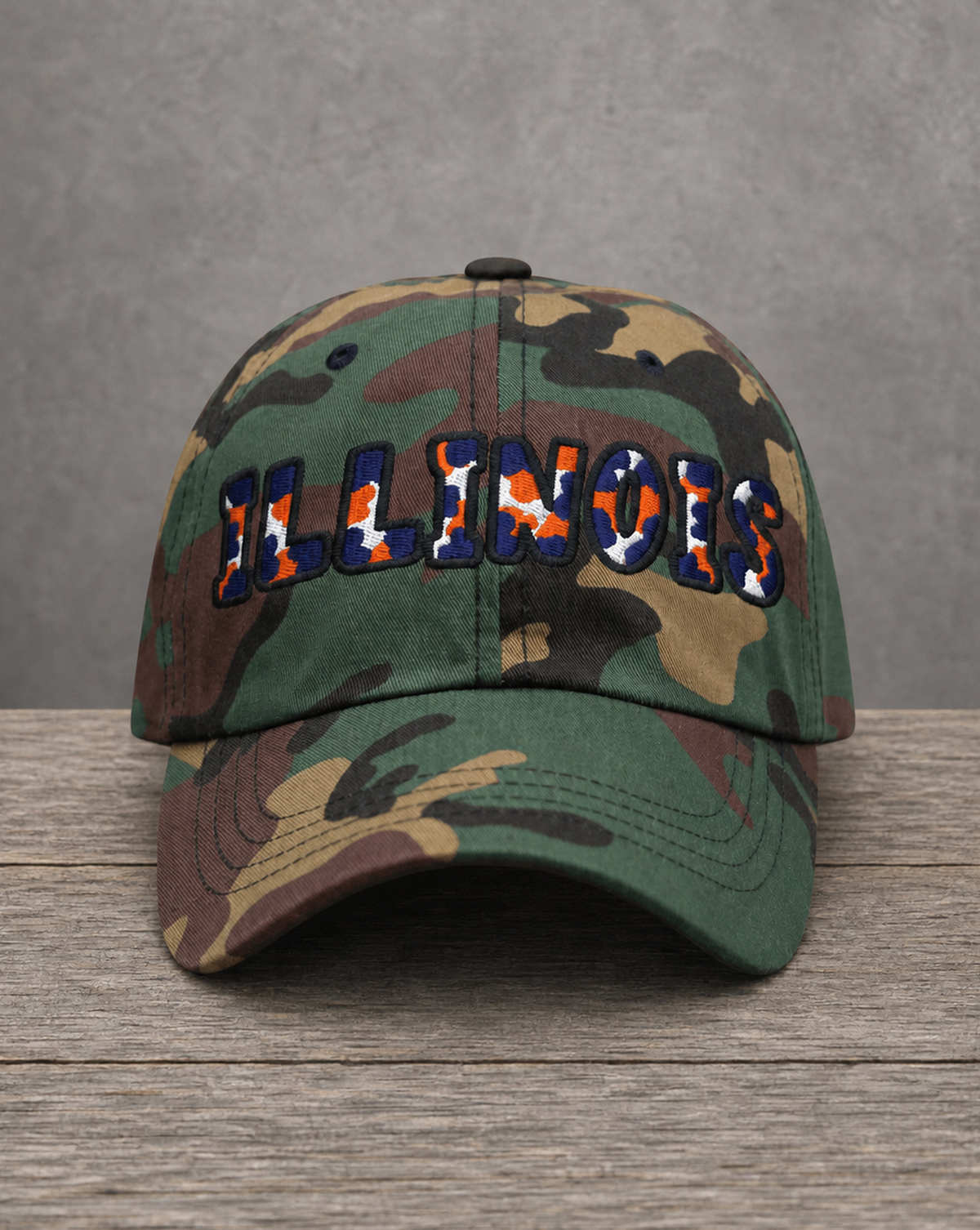 The City Collection Illinois Camo Patched Hat by Believe In New York