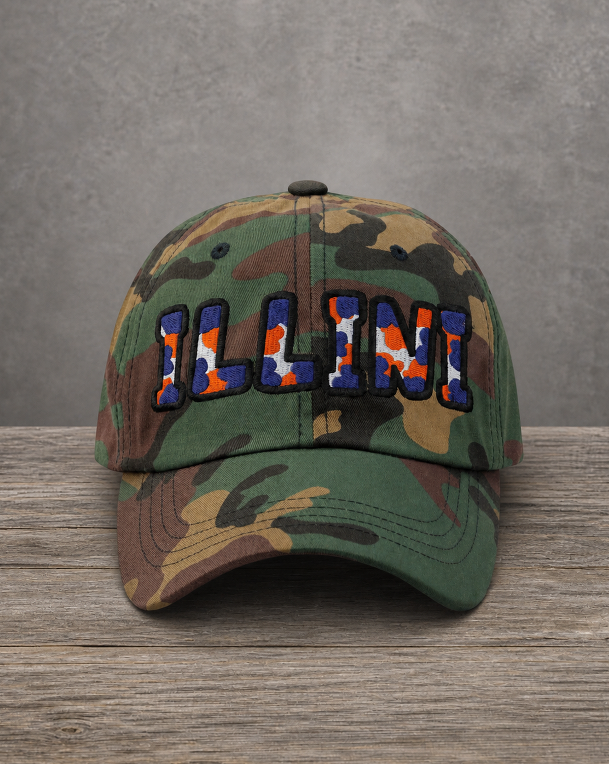 The City Collection Illinois Hand-Drawn Mascot Camo Patched Hat by Believe In New York
