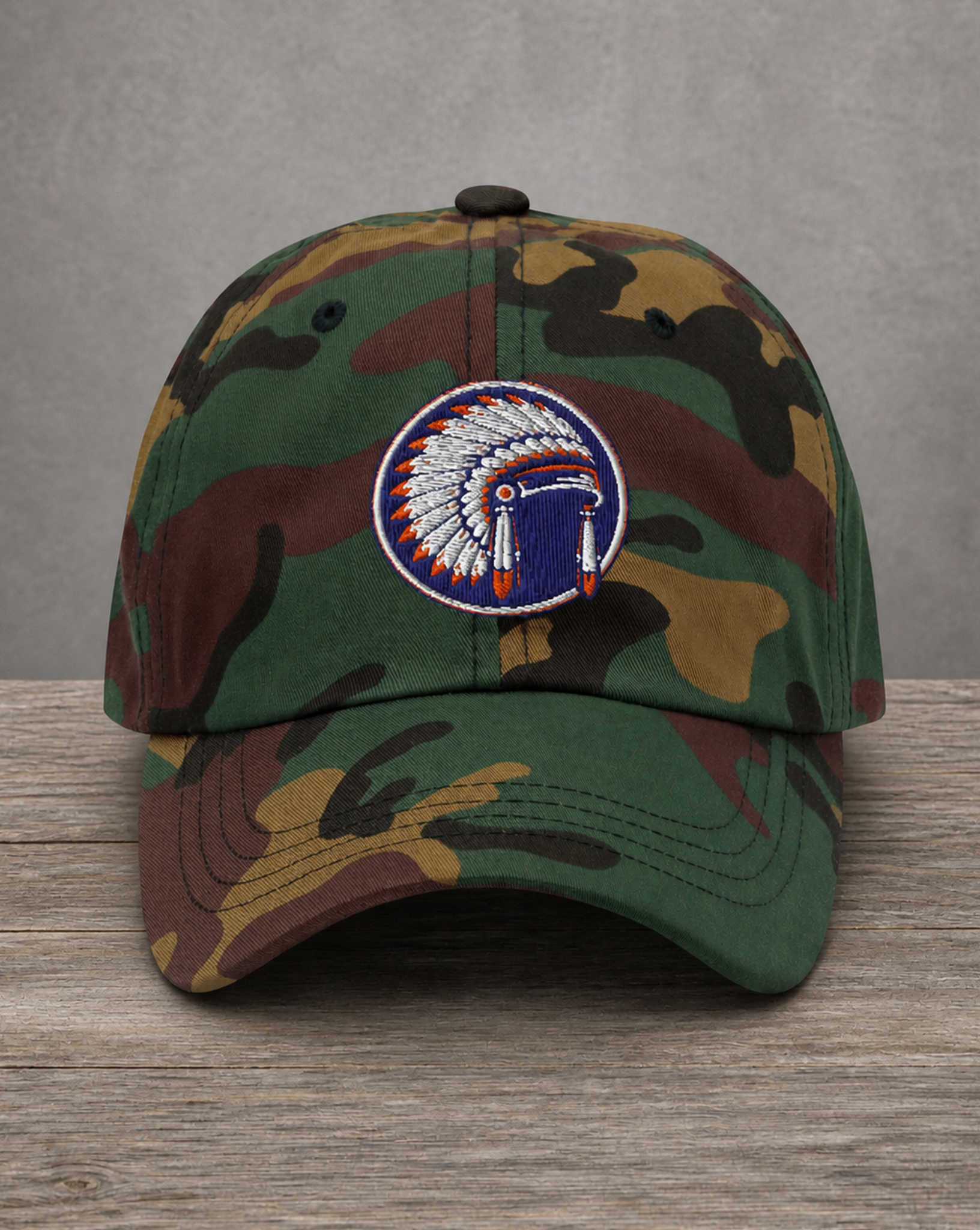 The City Collection Illinois Hand-Drawn Logo Camo Patched Hat by Believe In New York