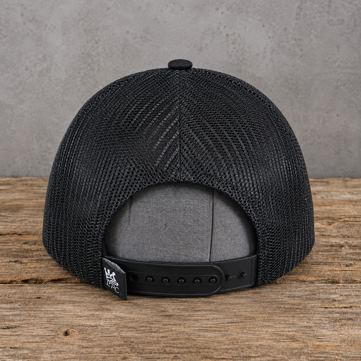 back view The Onyx Collection Statement NY Chenille Hat with oversized multicolor chenille NY patch on black cap