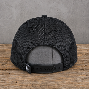 back view The Onyx Collection Statement NY Chenille Hat with oversized multicolor chenille NY patch on black cap