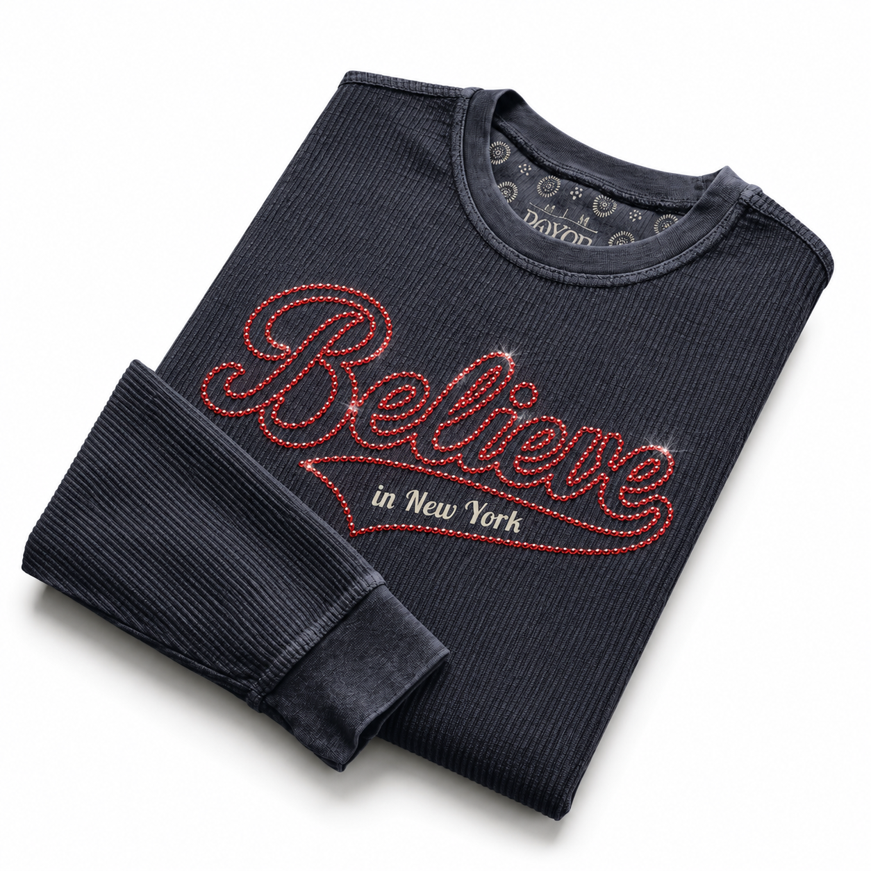 Believe In New York Rhinestone Comfy Cord Sweatshirt