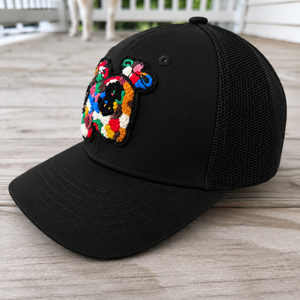 side view The Onyx Collection Chenille Money Bag Hat