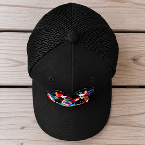 top view The Onyx Collection Chenille Money Bag Hat 