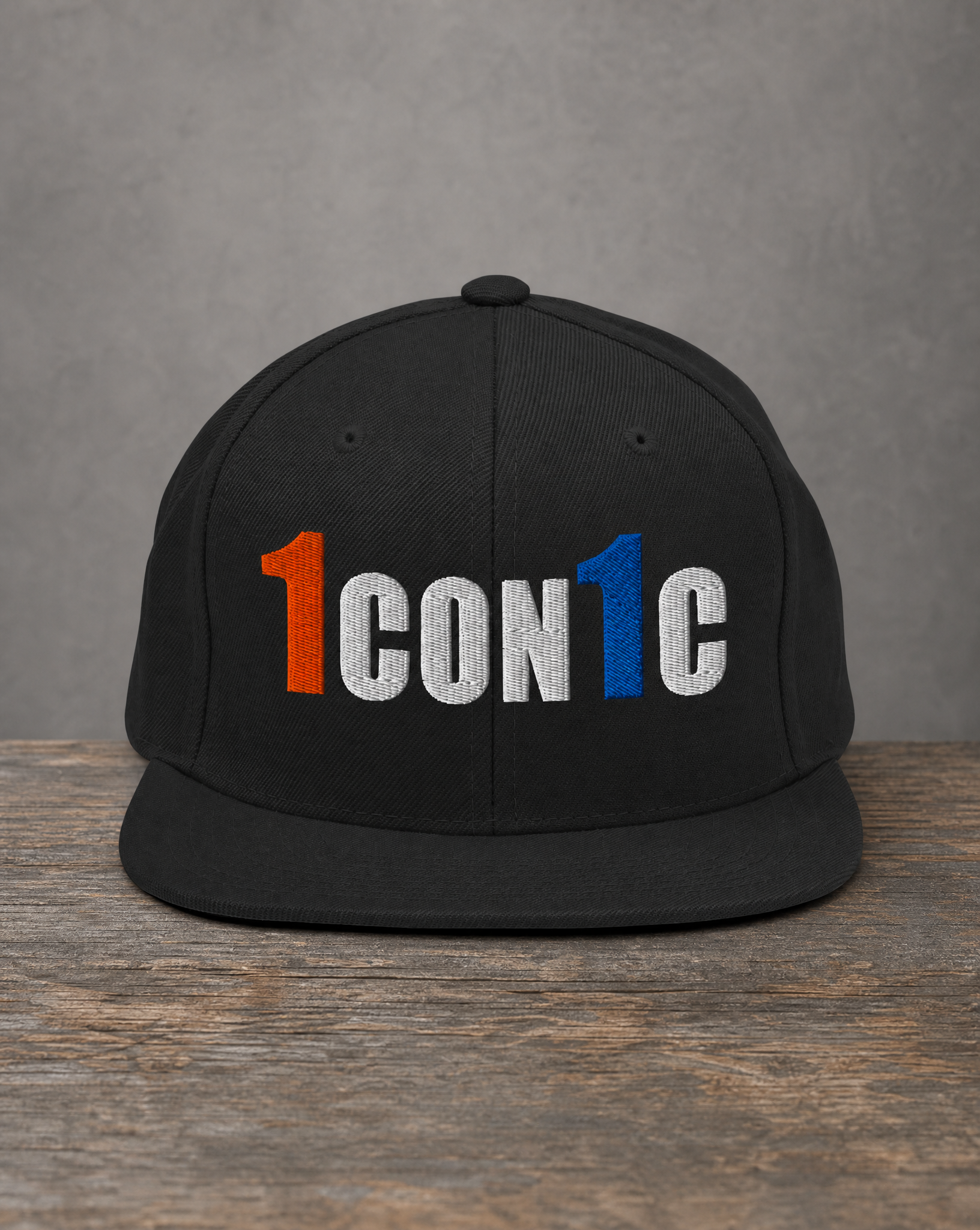 The City Collection NY Basketball 1CON1C flat-bill snapback with blue and orange jalen brunson embroidery