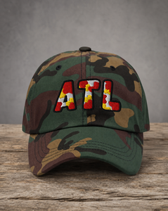 The City Collection ATL Basketball camo hat with oversized embroidered lettering