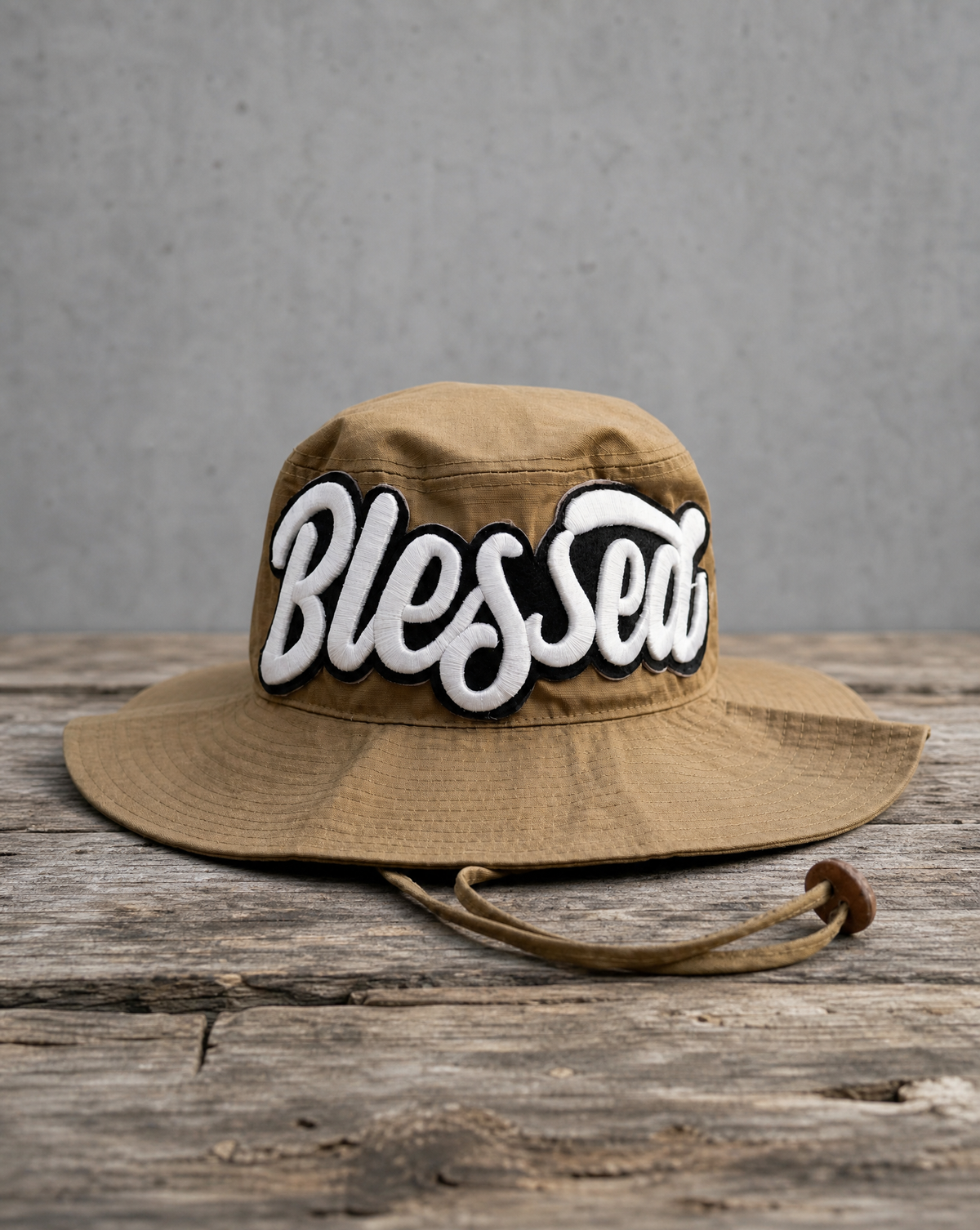 Blessed glow in the dark boonie hat with handcrafted patchwork design