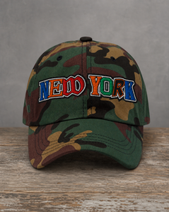 The City Collection New York camo patched hat handcrafted with premium chenille patches inspired by New York streetwear