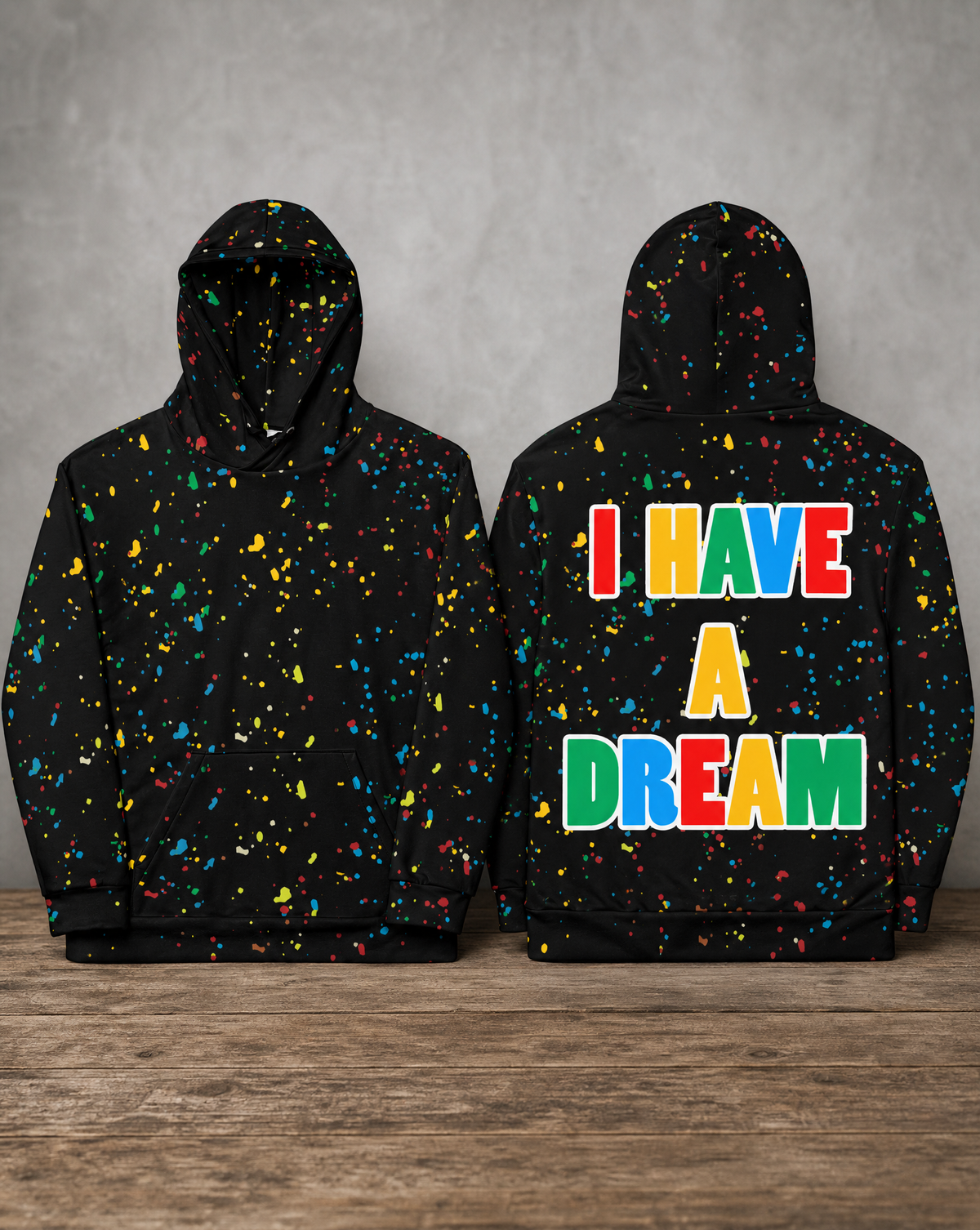 I Have a Dream all-over print hoodie featuring original inspirational artwork