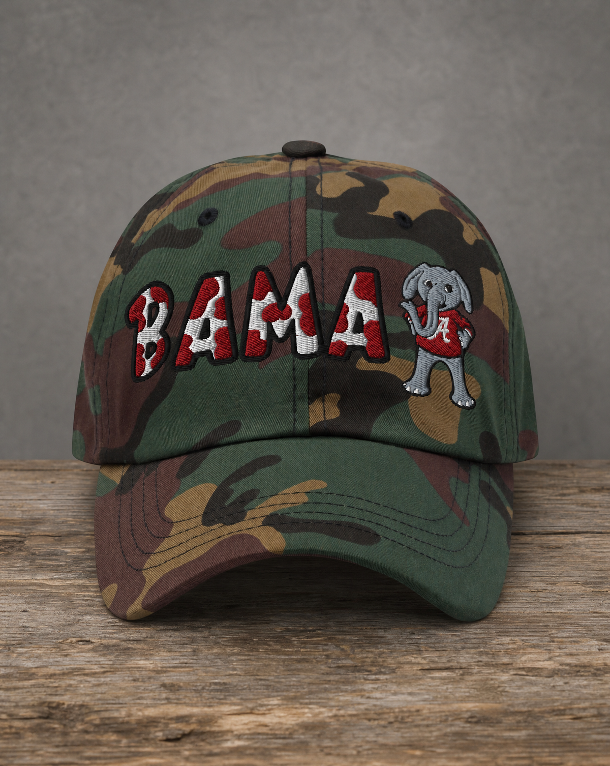 The City Collection BAMA Hand-Drawn Mascot Camo Patched Hat by Believe In New York