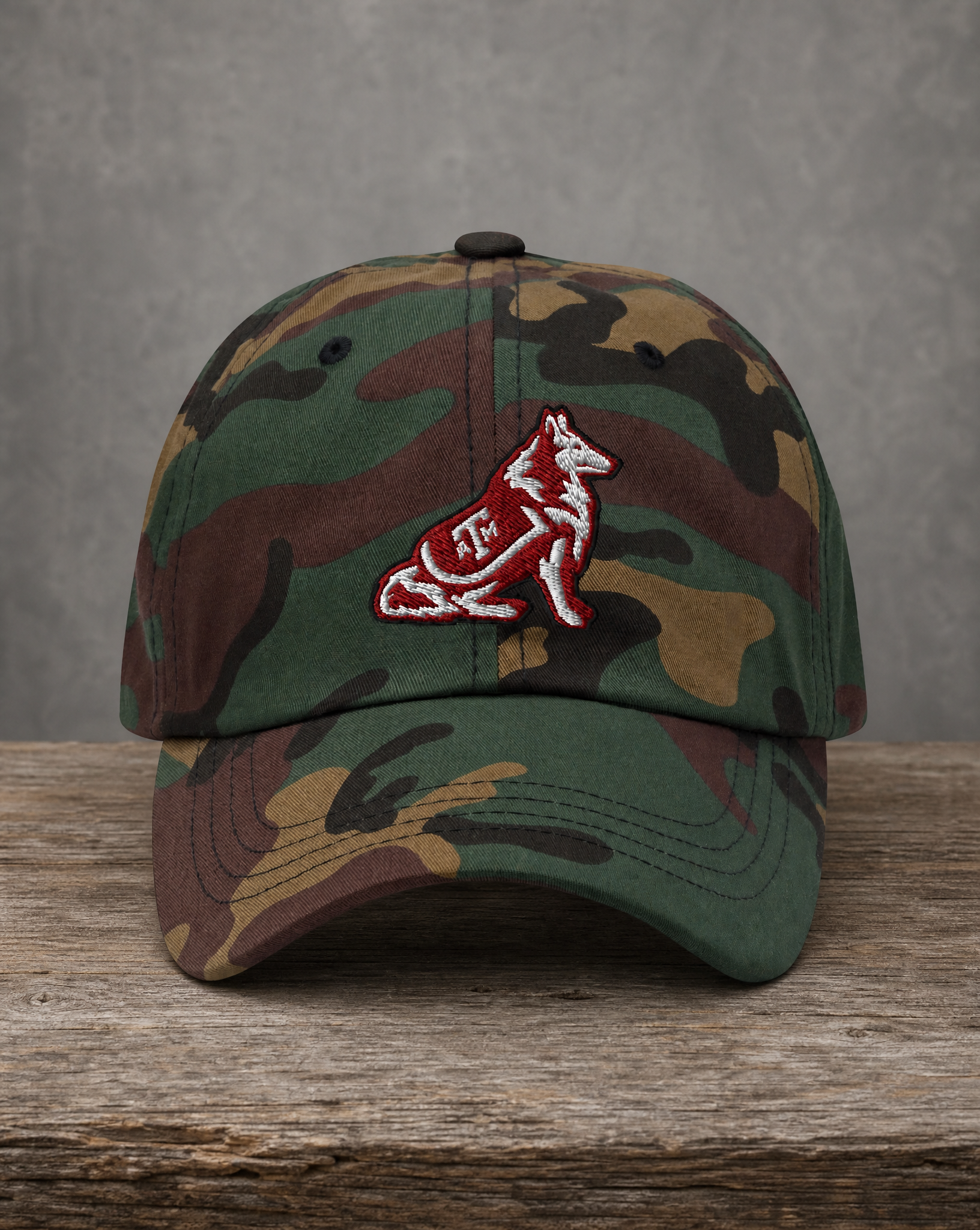 hand drawn aggies camo mascot hat