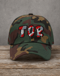 The City Collection TOR Basketball camo hat with oversized embroidered lettering