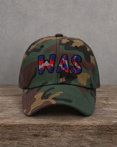 The City Collection WAS Basketball camo hat with oversized embroidered lettering