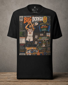 Front view Garbage Pail Ballers™ The Big Bodega Karl-Anthony Towns-inspired Vintage Hardwood Classics basketball graphic T-shirt