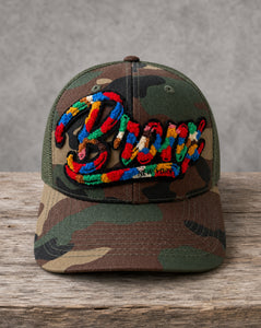 The City Collection Bronx chenille camo patched hat with handcrafted chenille patch design