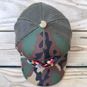Chenille Money Bag Camo Patched Hat - Rebel P Customs