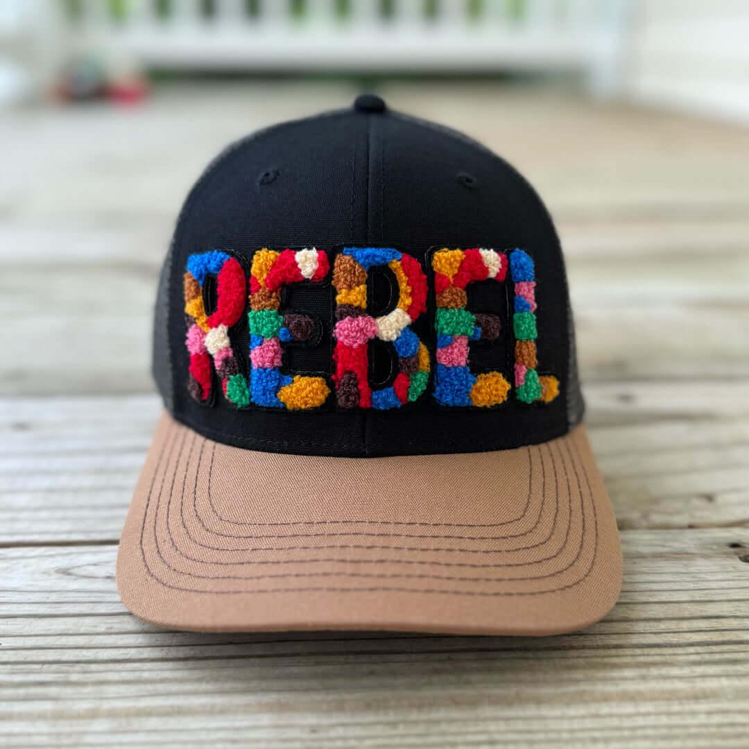 Chenille Rebel Patched Mid - Pro Snapback Trucker Cap - Rebel P Customs