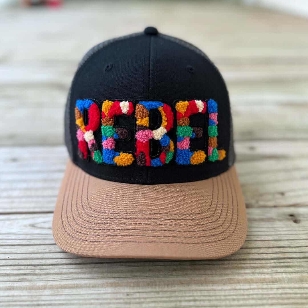 Chenille Rebel Patched Mid - Pro Snapback Trucker Cap - Rebel P Customs
