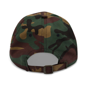 Back The City Collection PHX Basketball camo hat with oversized embroidered lettering