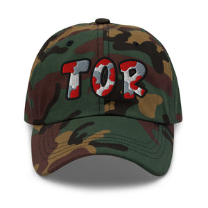 The City Collection TOR Basketball camo hat with oversized embroidered lettering