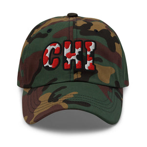 The City Collection CHI Basketball camo hat with oversized embroidered lettering