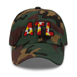 The City Collection ATL Basketball camo hat with oversized embroidered lettering