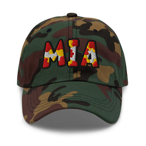 The City Collection MIA Basketball camo hat with oversized embroidered lettering