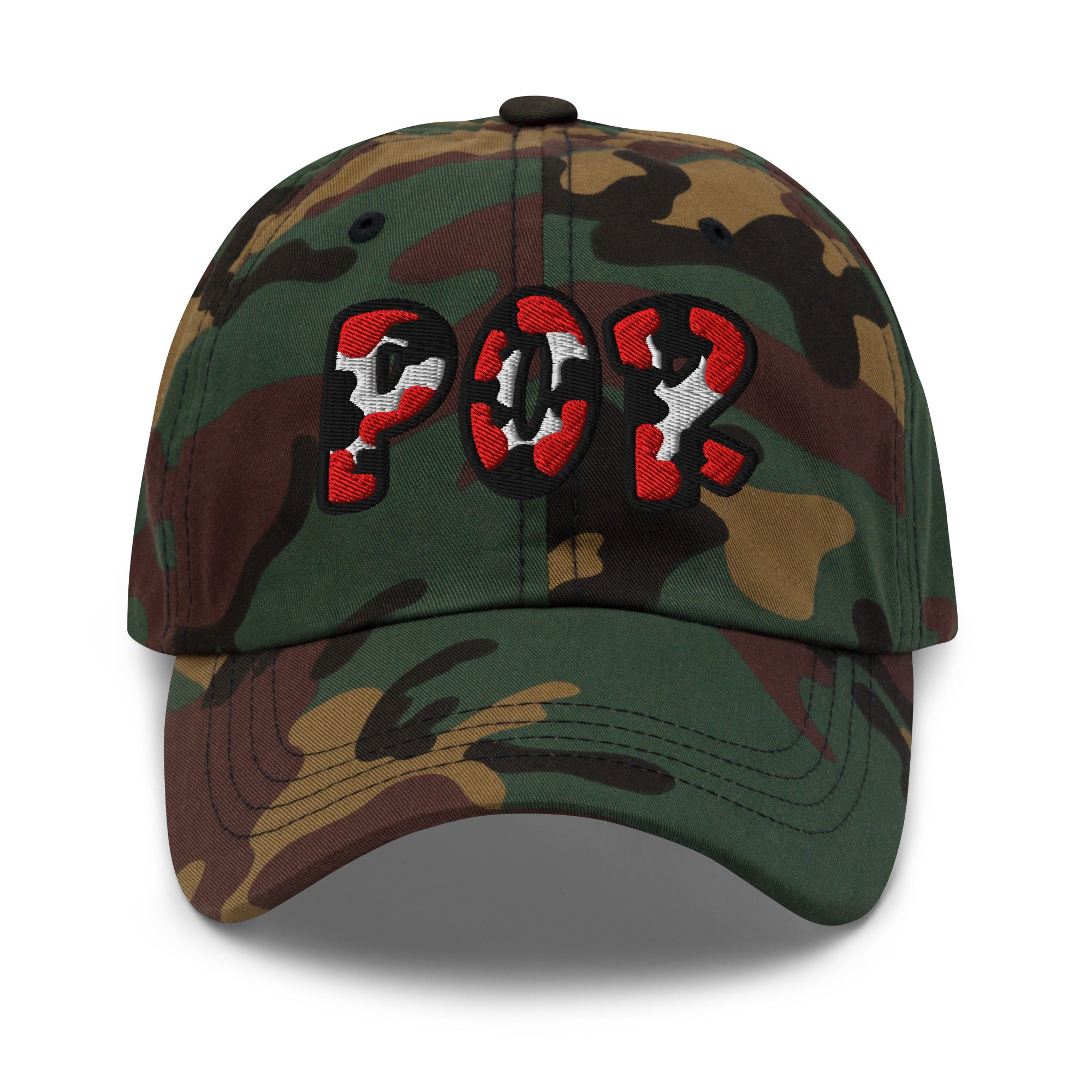 The City Collection POR Basketball camo hat with oversized embroidered lettering
