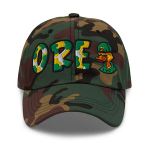 The City Collection ORE Duck college camo hat with bold embroidered details