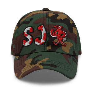 The City Collection St. John’s college camo hat with oversized embroidered lettering