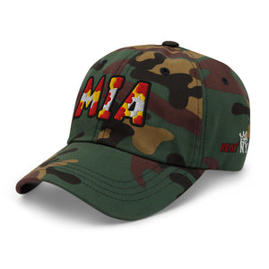 The City Collection MIA Basketball camo hat with oversized embroidered lettering