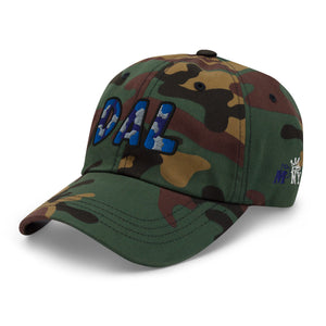 The City Collection DAL Basketball camo hat with oversized embroidered lettering