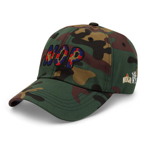 The City Collection NOP Basketball camo hat with oversized embroidered lettering