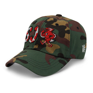 The City Collection St. John’s college camo hat with oversized embroidered lettering
