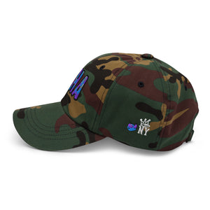 The City Collection CHA Basketball camo hat with oversized embroidered lettering