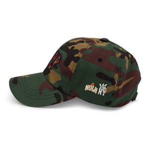 The City Collection NOP Basketball camo hat with oversized embroidered lettering