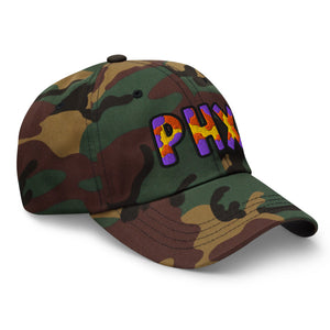 The City Collection PHX Basketball camo hat with oversized embroidered lettering