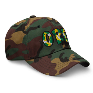 The City Collection ORE college camo hat with oversized embroidered lettering